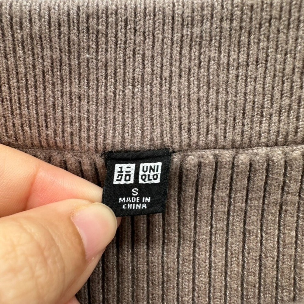 Uniqlo Bodycon Pencil Skirt‎ Womens Small Brown Ribbed Knit Midi Preppy Capsule - Picture 7 of 10